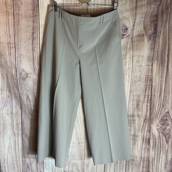 Talbots Beige Tailored Fit Wide Leg High Waist Stretch Neutral Trousers 8 - Picture 1 of 8